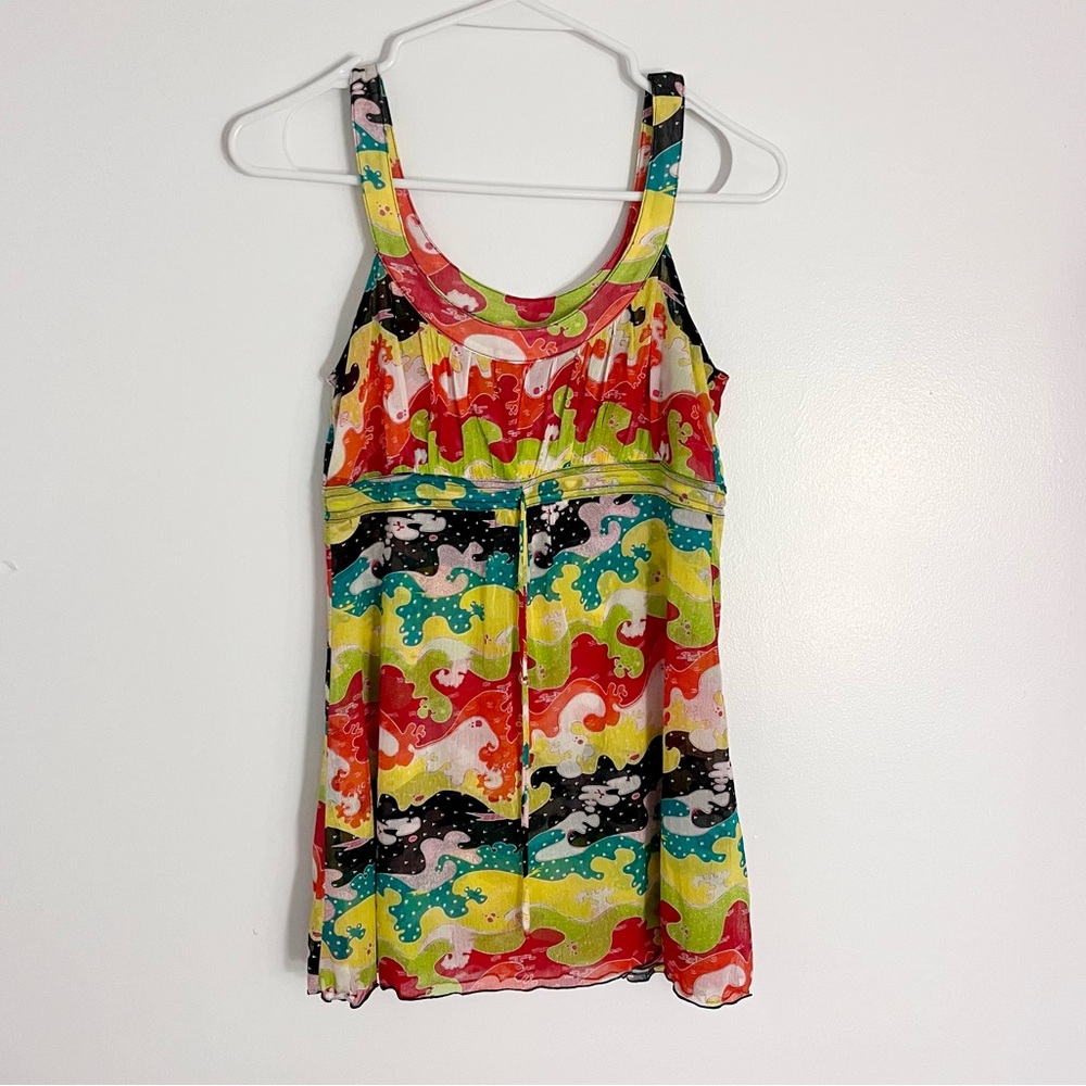 Diane Von Furstenberg Multicolored Y2K tank top with a front tie.